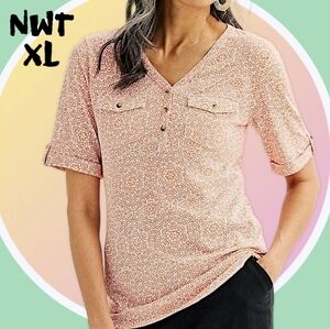 NWT XL & XXL Elbow Sleeve Utility Henley Top 4 COLORS AVBLE